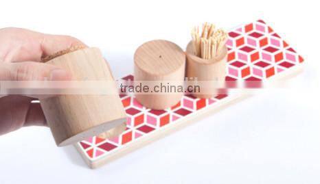 Retro fashion beautiful wood seasoning spice cans