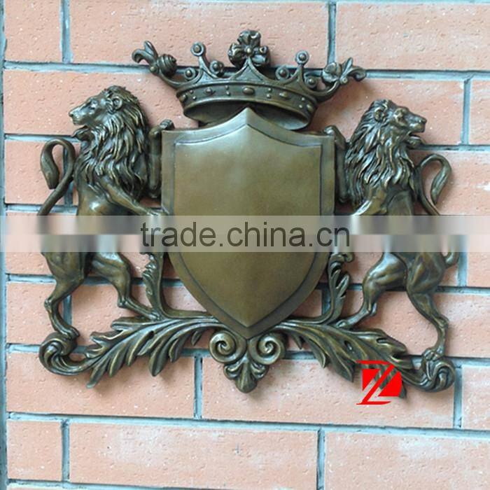 bronze metal doorplate with lion statues