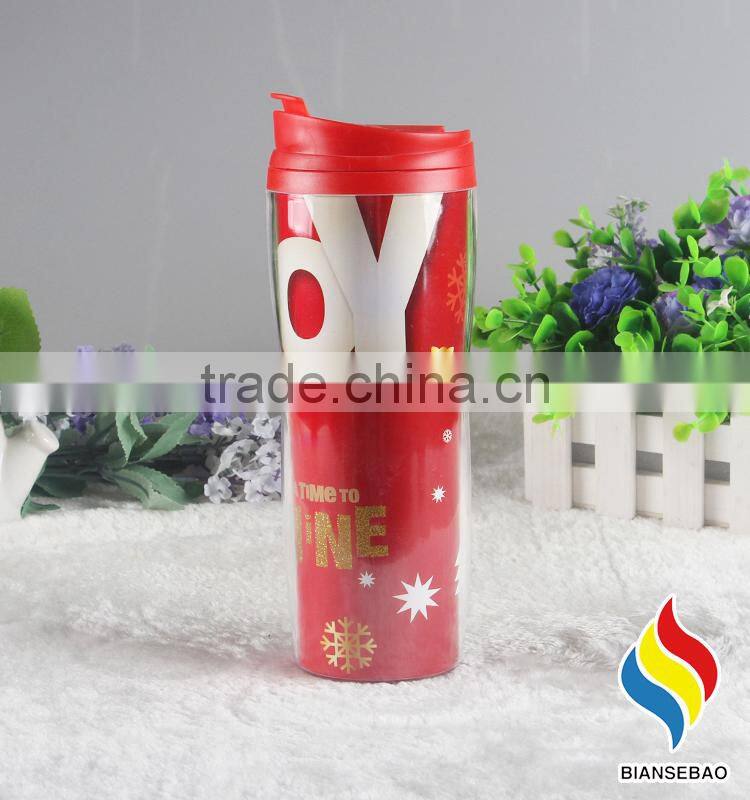 16oz double wall insulated plastic coffee Travel mug