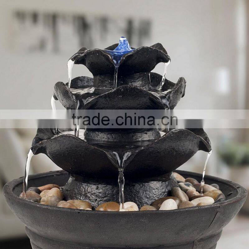 Three Tier Cascading Tabletop Fountain with LED Lights