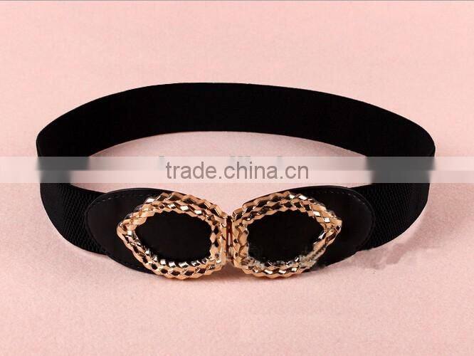 Wholesale leaf heart pattern alloy buckle elastic sex women lady waist belt
