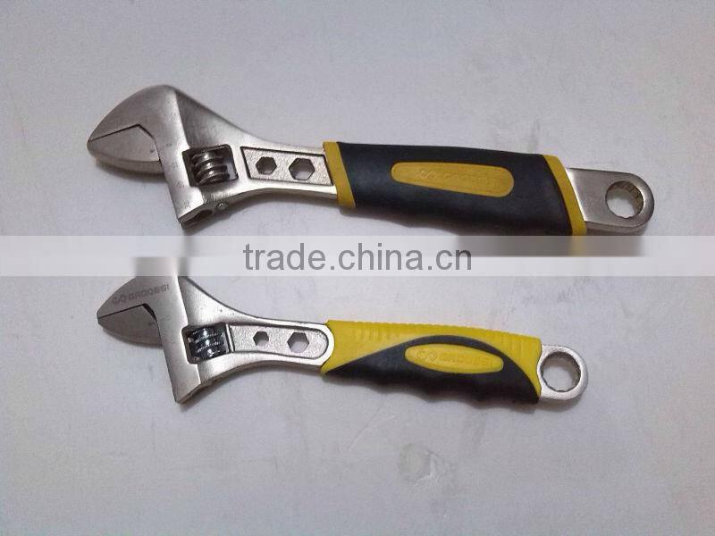 adjiustable wrench with rubber plastic coated handle