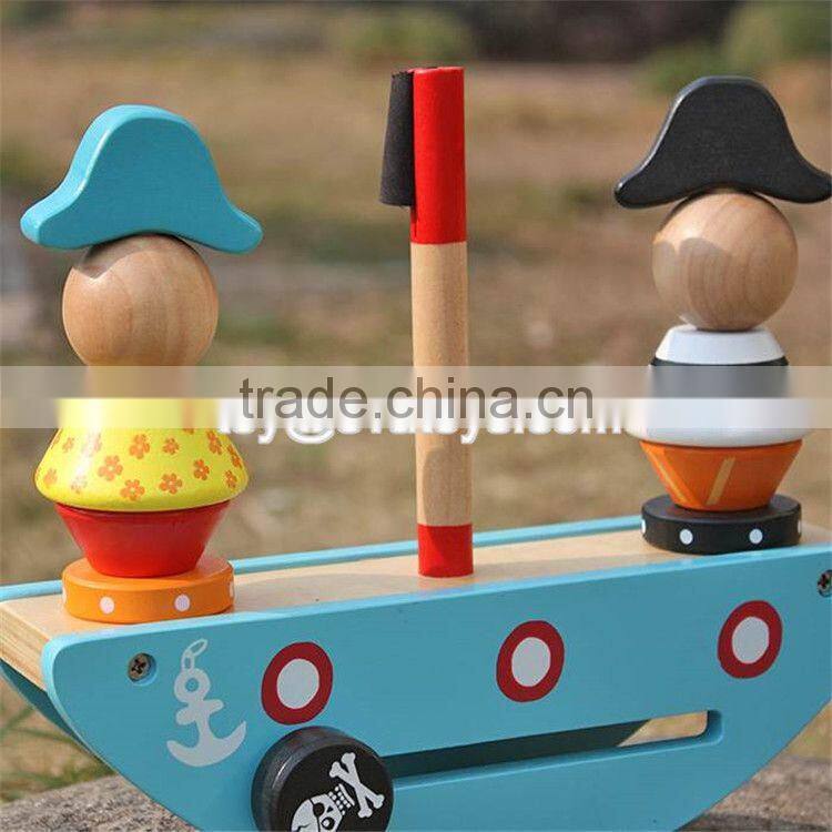 New design pirate toy wooden stacking balance blocks for kids W11F056