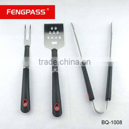 Traditional 3pcs BBQ set with black color wooden handle BQ-3042