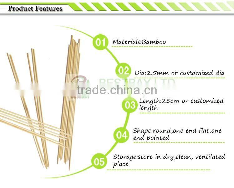 Round dried bamboo bbq skewers wholesale