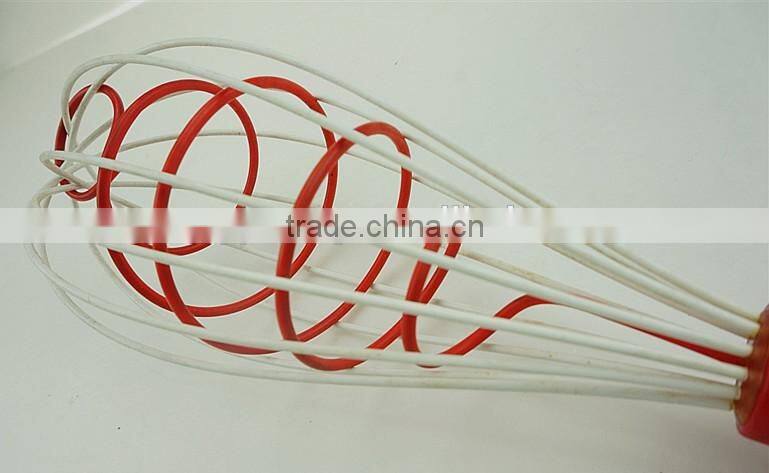 13007Silicone Double Helix Rapid Whisk with wooden handle