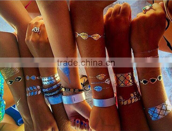 Custom metallic tattoo sticker 3D gold foil water transfer tattoo sticker