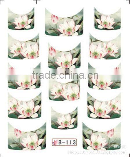 French half watermark fiower painting nails stick ,DIY Fashion Nail art