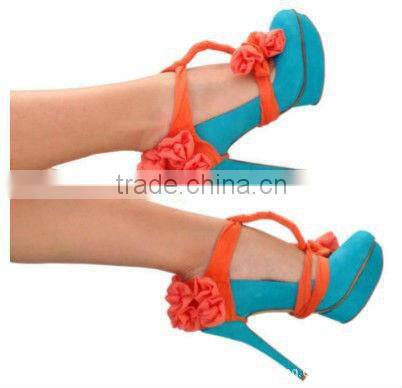 SC010 2013 Fashion orange handmade ladies heel shoe covers with flower