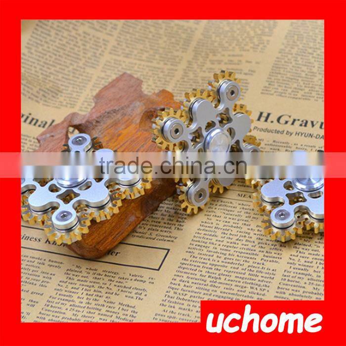 UCHOME 2017 best selling adult toy nine teeth linkage Fidget Hand Spinner High Quality stainless steel spinner