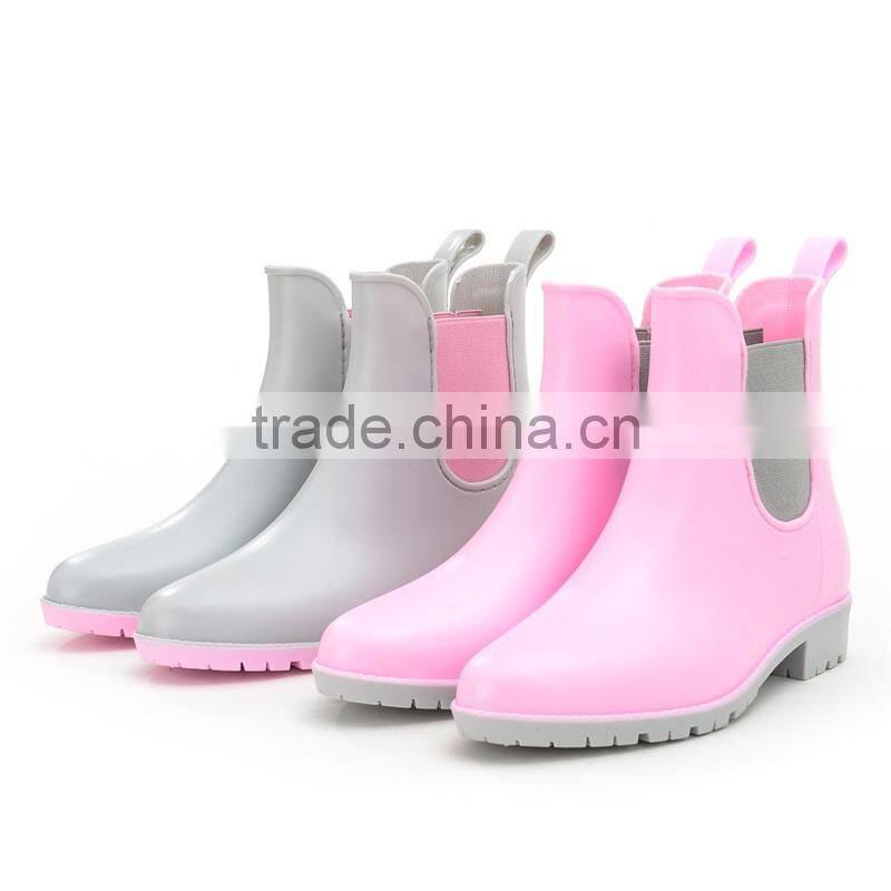 black matte PVC rain shoes wellington boots chelsea waterproof shoes women