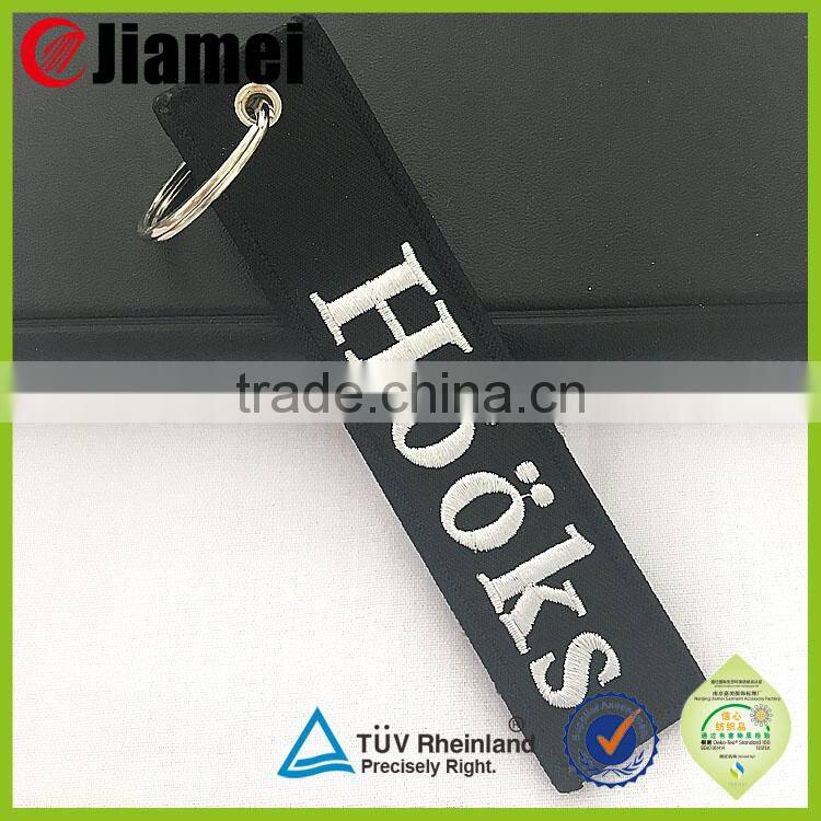 Cheap custom lanyard key tags embroidered keychains
