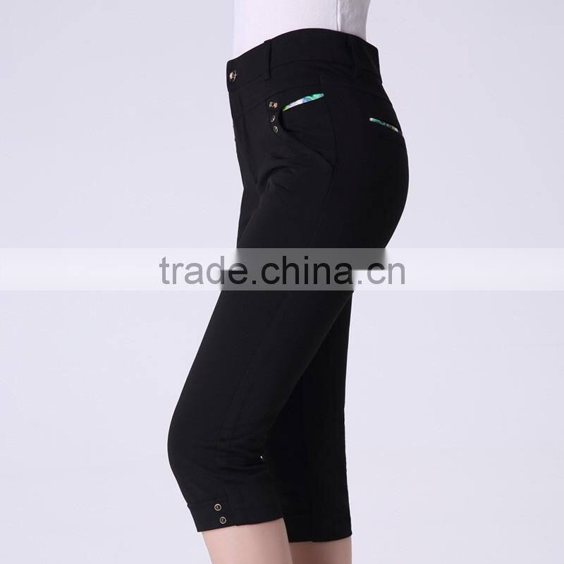 New design casual pants with half length ,ladies crop pants wholesale