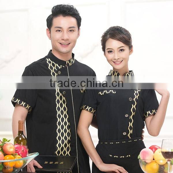 2015 Luxury Fabrics For Italian Custom Restaurant Hotel Waiter Waitress Uniform