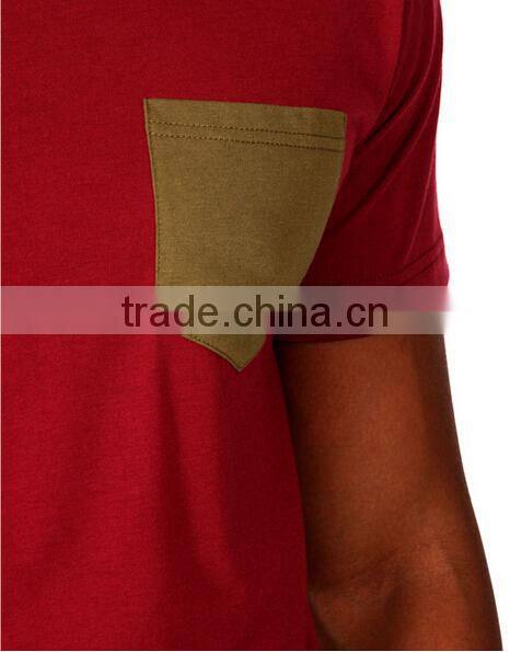 Men's Merlot Cotton Tshirt With Contrast Chest Pocket