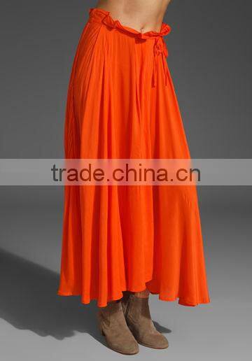 12SK004 Cherry Red Lady pleat fashion skirt,latest design.