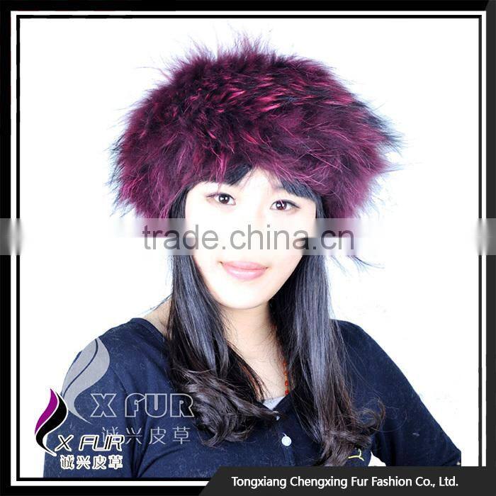 CX-E-35C Wholesale Women's Knit Raccoon Fur Hat And Scarf Sets Hair Band