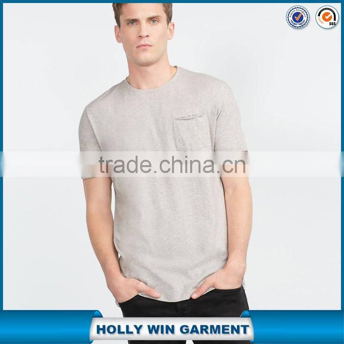 Mens casual polyester blank t shirt with pocket