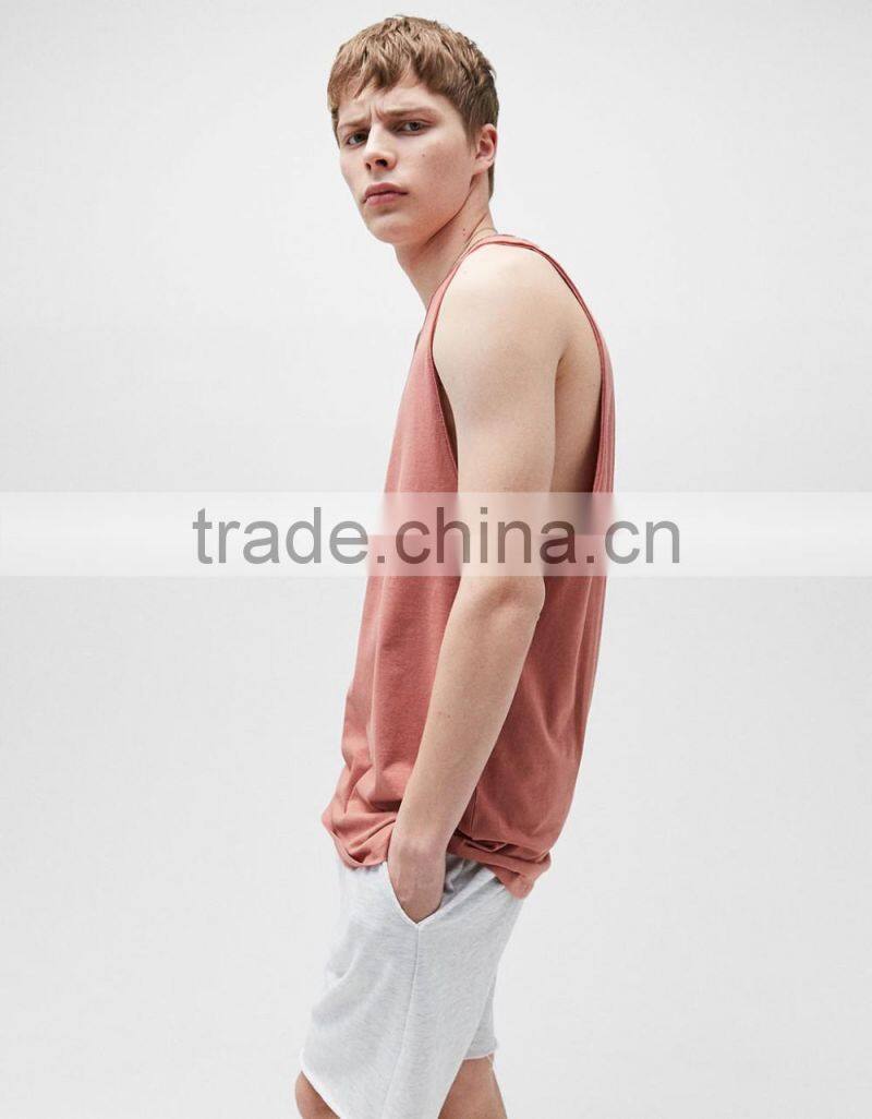 2017 custom new design sleeveless plain cotton t shirt men