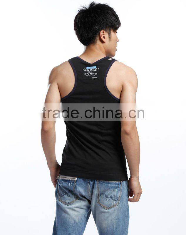 2013 men's cotton/spandex singlet with printing / singlets for men T12722