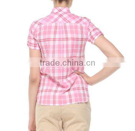 custom women plaids short sleeve shirt