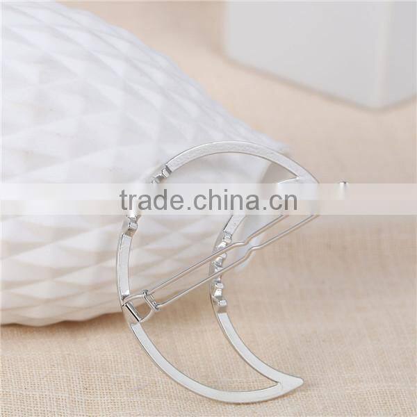 Zinc Based Alloy Hair Clips Findings Moon Silver Tone 62mm x 54mm