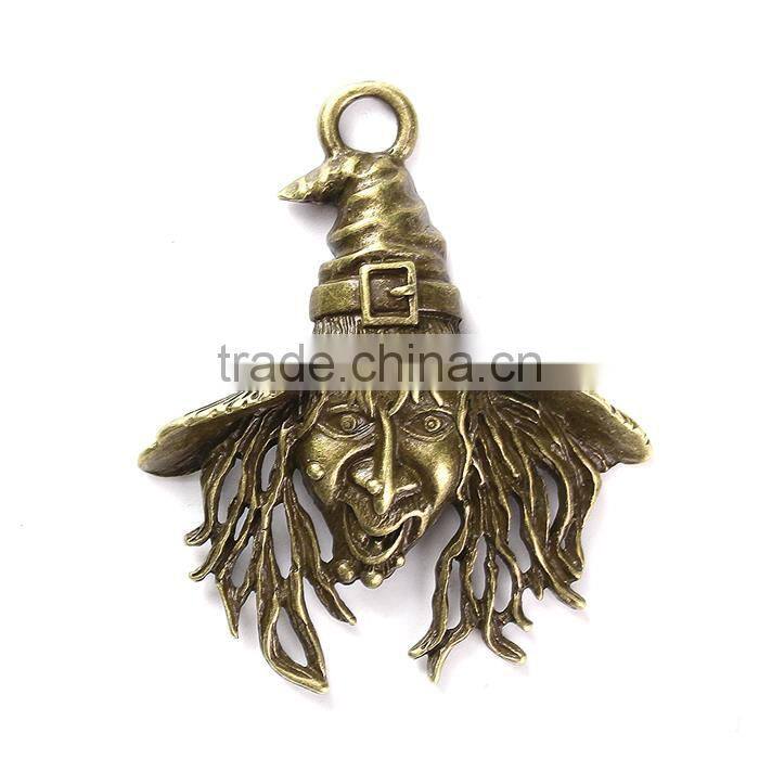 Zinc Based Alloy Pendants Halloween Witch Antique Bronze