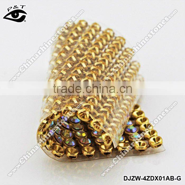 Hot fix rhinestone metal mesh 3MM crystal AB gunmetal base Adhesive Rhinestone Transfer Sheets