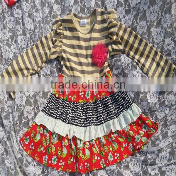 Latest Casual Baby Girls Santa Christmas Dress Fancy Long Sleeve Dresses For Girls Of 7 Years Old