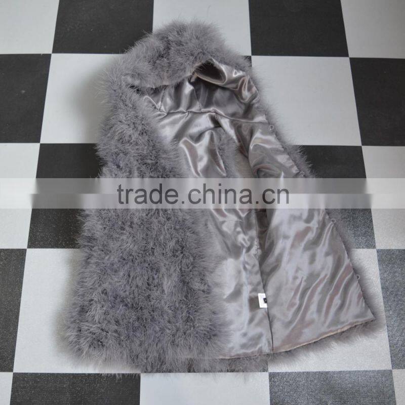 SJ007-01 Top Quality 2017 Fashion Apricot Turkey Feather Vest