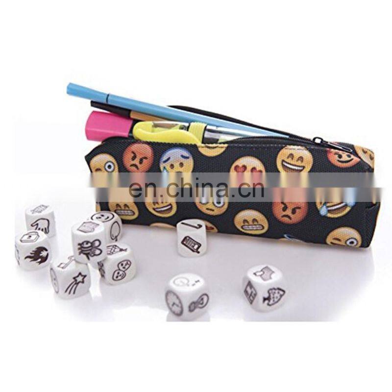 Black Canvas Cute little Zipper Emoji Pencil Case Pouch