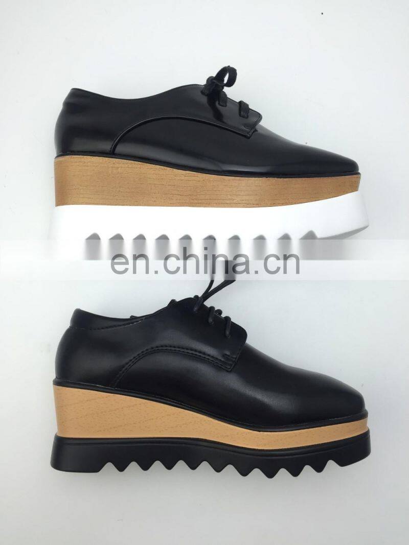 Wholesale high heel platform shoes women leather shoe flat 2017