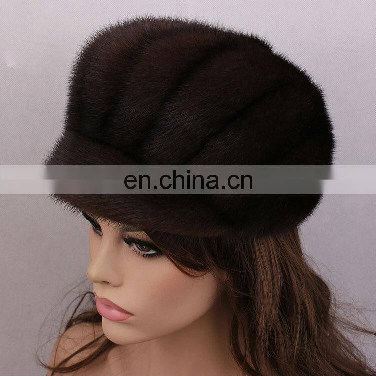 Genuine hot fashion black mink fur hat