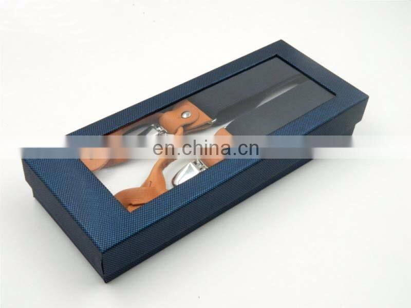 Wholesale real leather dual clips suspenders Men's leisure leather adult suspenders