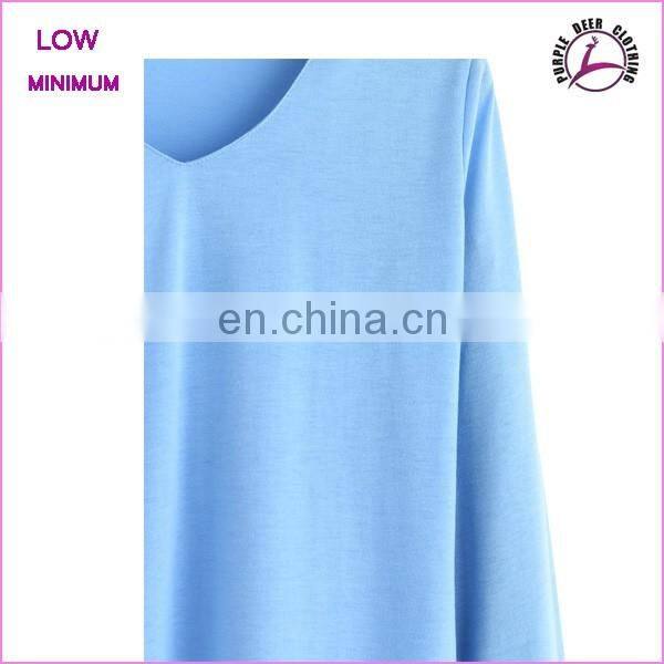 Women blank cotton v neck long sleeve t shirt wholesale tshirts