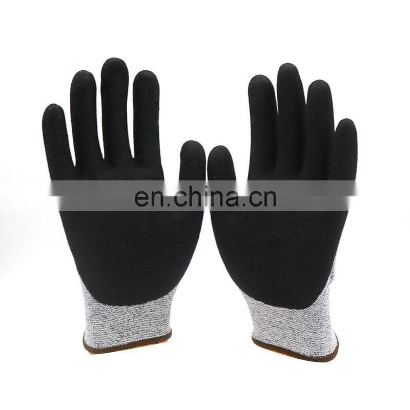 Level 5 Anti Cut Gloves Cut Resistant Construction Work Gloves Nitrile Coated Gloves