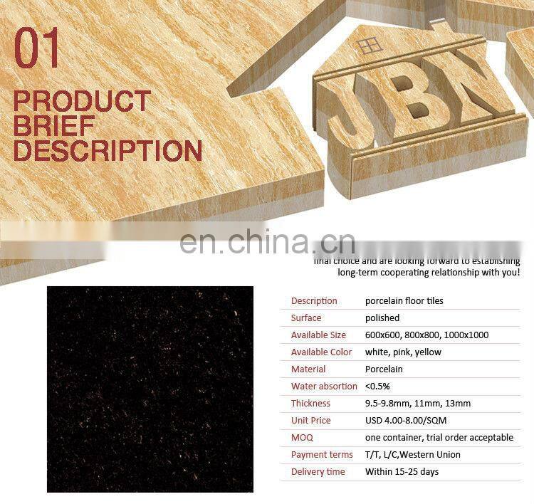 promotion price polished double loading black crystal tiles