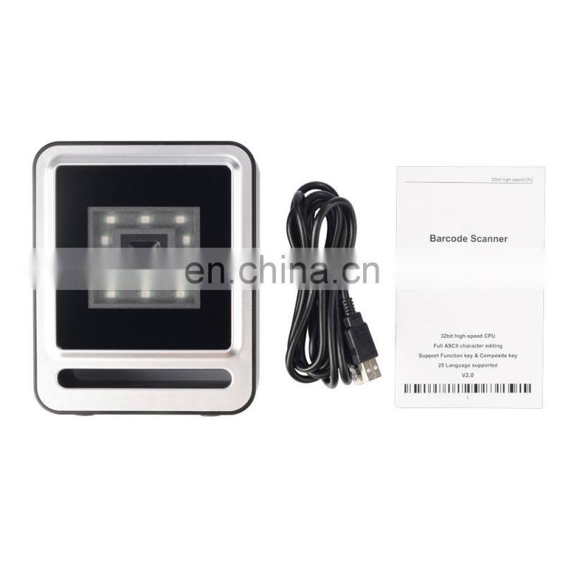 Desktop Payment Box CMOS 1D 2D Supermarket USB Barcode Scanner