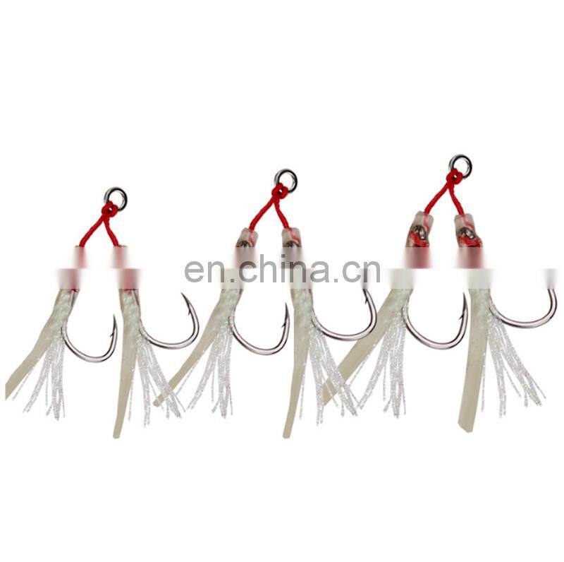 Amazon Quality Strong Stainless Steel Ring Jigging Hook Double Assist Mini Squid Jig Hook