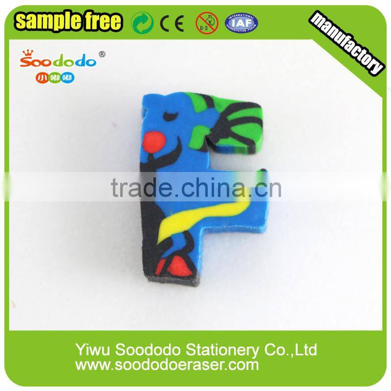 Cute Extruded rubber erasers animal letter eraser