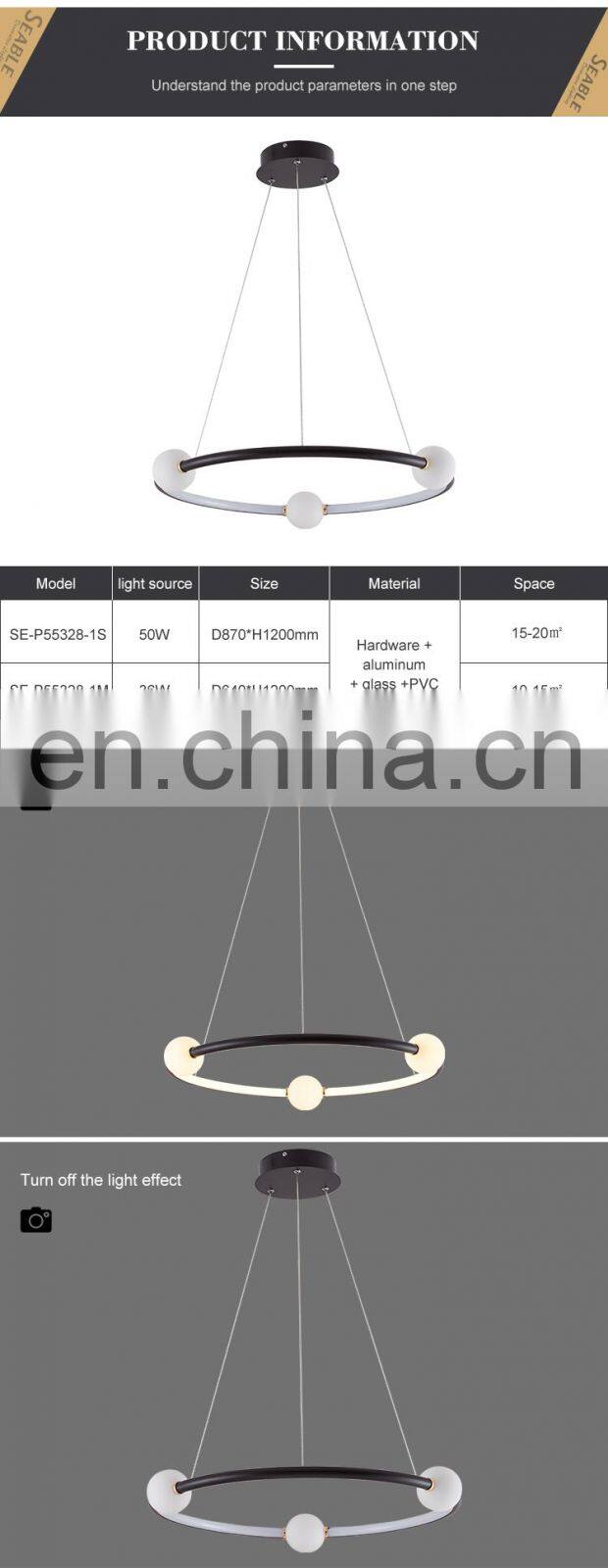 Personality Fashion Glass Black Gold Decoration Living Room Bedroom LED Modern Indoor Chandelier Light