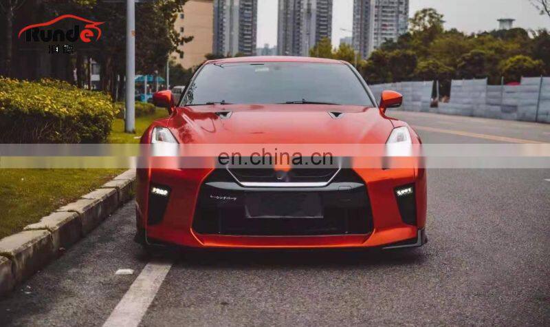 Runde Upgrade To 17+ GT-R PP Material Car Bumper Side Skirts Engine Hood Front Rear Lights Body Kit For Nissan GTR R35 2008+