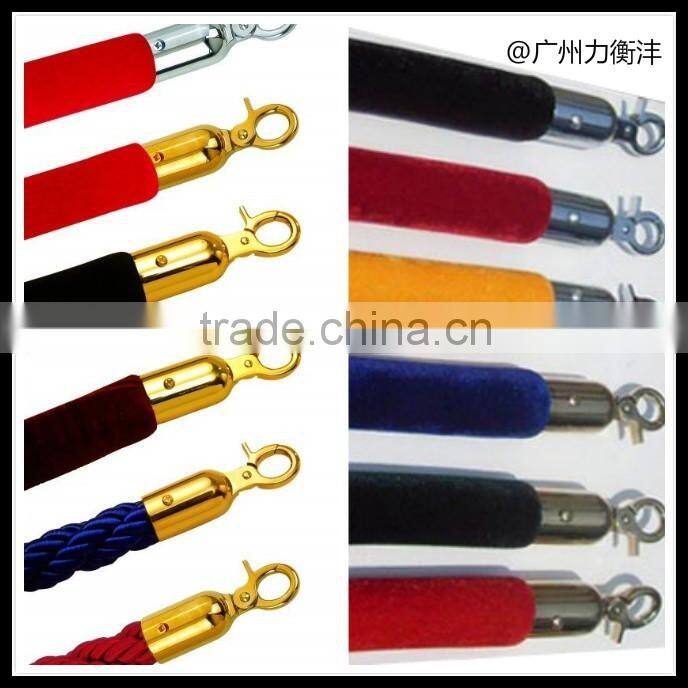 Hangging Rope with silver hook For Barriers at hotel