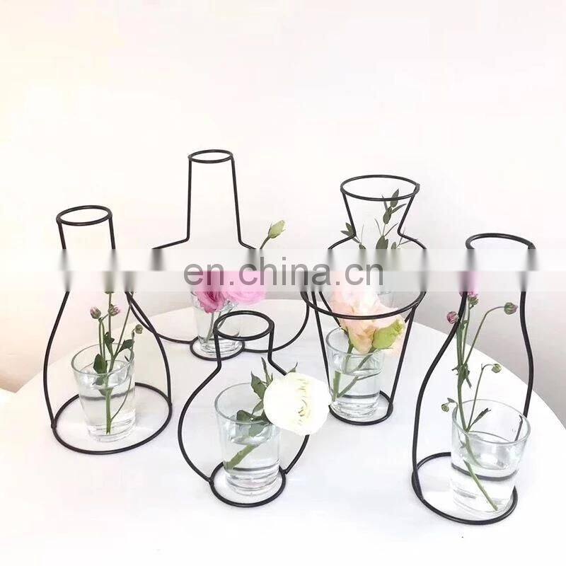 Retro Iron Line Table Flowers Vases Nordic Decoration Home Metal Plant Holder Nordic Styles Flower Vase Home Decor
