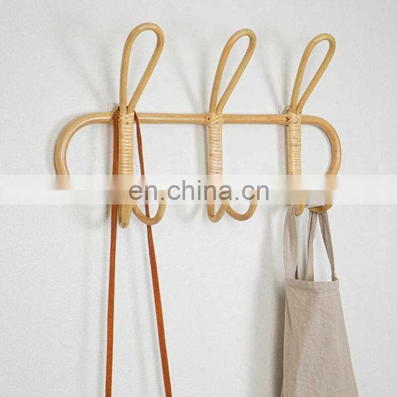 Rattan Wall Hooks Kids Garments Organizer Rack Clothes Hat Hanging Hook Rattan Hanger Kids Room Decor Hanger