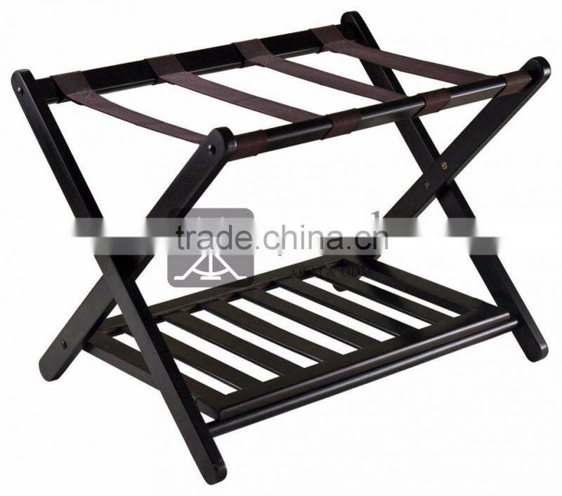 LG-007 Black Color Solid Birch Wood Luggage Rack