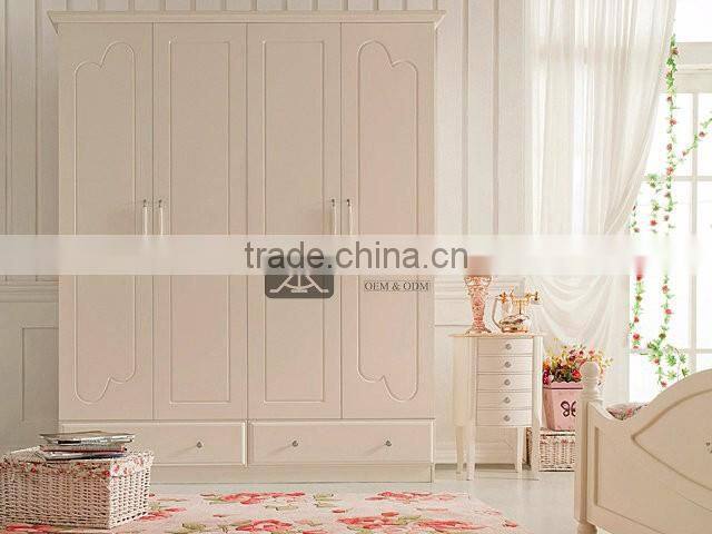 WD-041 Elegant French Style Guestroom Leaf Doors Wardrobe With Drawers