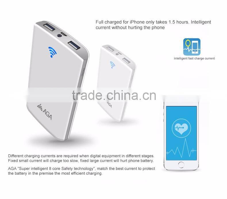AGA smart 10000mAh power bank for iphone | portable small USB lithium battery charger | mini power supply for digital devices