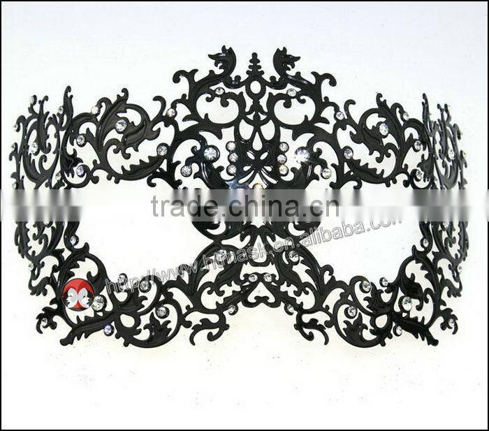 halbe gesicht blumen-design mardi gras party schwarze farbe kristall maske elegante metall laser charmante prinzessin maske