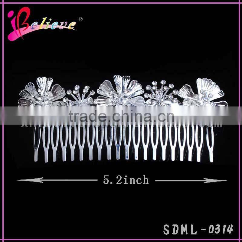Low MOQ rhinestone hair jewelry flower hair comb indian wedding hair accessories